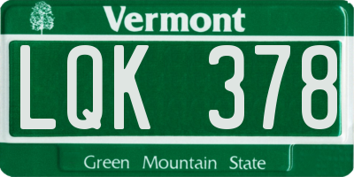 VT license plate LQK378