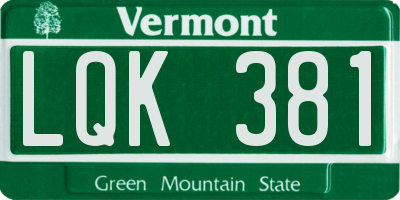 VT license plate LQK381