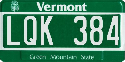 VT license plate LQK384