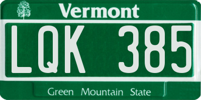 VT license plate LQK385