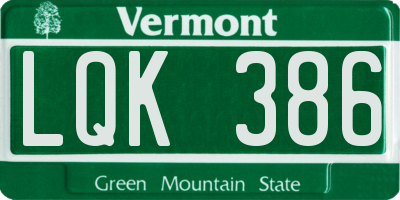 VT license plate LQK386