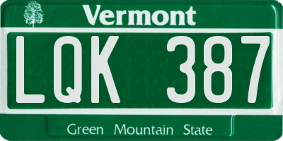 VT license plate LQK387