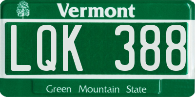 VT license plate LQK388