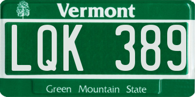 VT license plate LQK389