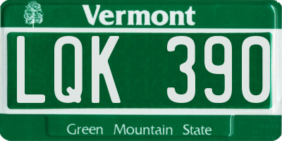 VT license plate LQK390