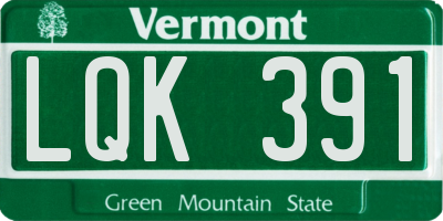 VT license plate LQK391