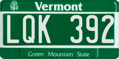 VT license plate LQK392