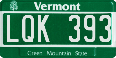 VT license plate LQK393