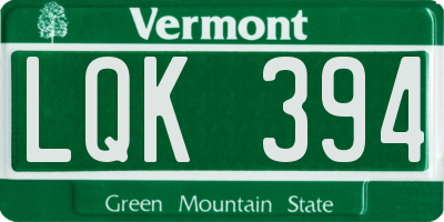 VT license plate LQK394