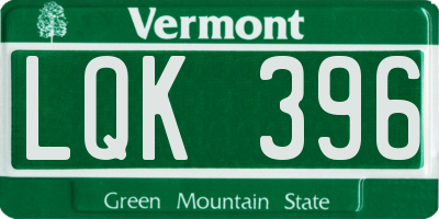 VT license plate LQK396