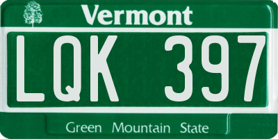 VT license plate LQK397
