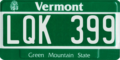 VT license plate LQK399