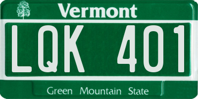 VT license plate LQK401