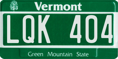 VT license plate LQK404