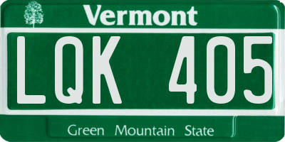VT license plate LQK405