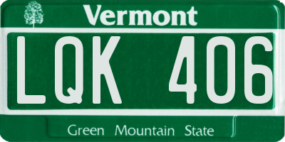 VT license plate LQK406