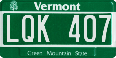 VT license plate LQK407
