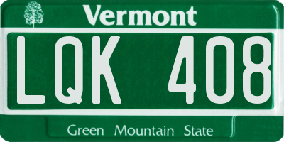 VT license plate LQK408