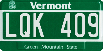 VT license plate LQK409
