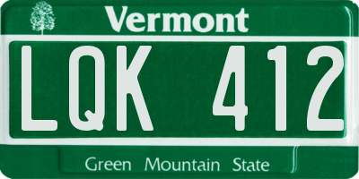 VT license plate LQK412