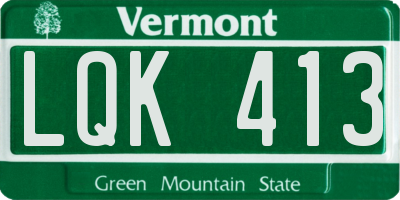 VT license plate LQK413