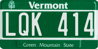 VT license plate LQK414