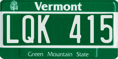 VT license plate LQK415