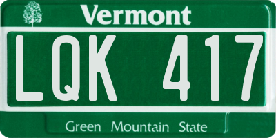 VT license plate LQK417