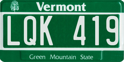 VT license plate LQK419