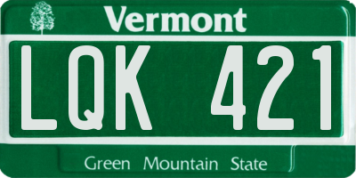 VT license plate LQK421