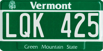 VT license plate LQK425