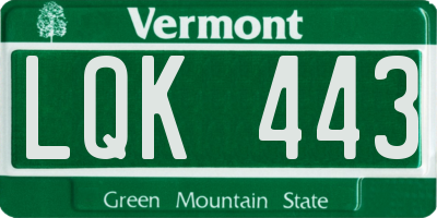 VT license plate LQK443