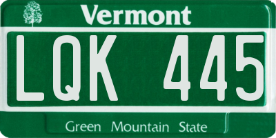 VT license plate LQK445