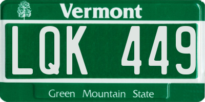 VT license plate LQK449