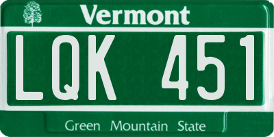 VT license plate LQK451