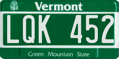 VT license plate LQK452