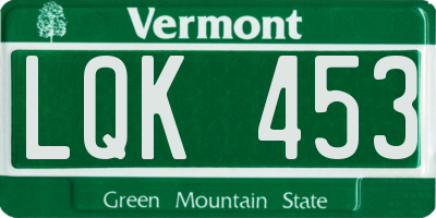 VT license plate LQK453