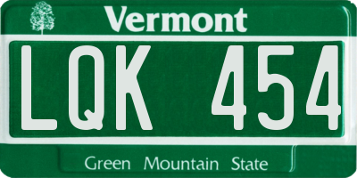 VT license plate LQK454