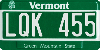 VT license plate LQK455