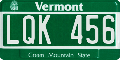 VT license plate LQK456