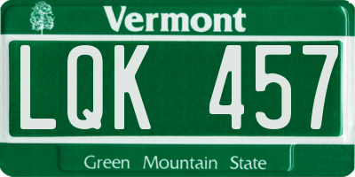 VT license plate LQK457
