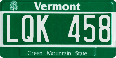 VT license plate LQK458