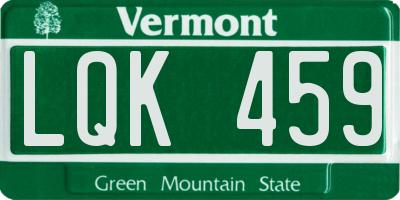 VT license plate LQK459