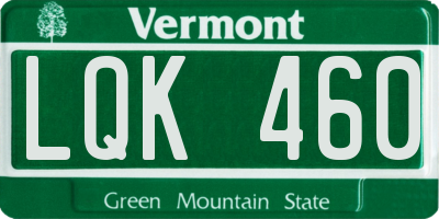 VT license plate LQK460