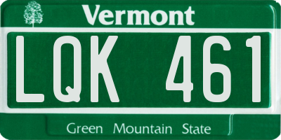 VT license plate LQK461