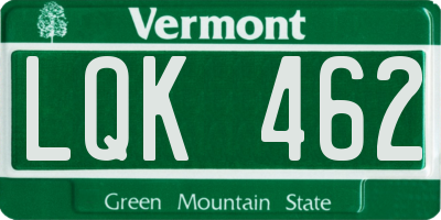 VT license plate LQK462