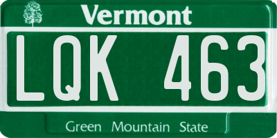 VT license plate LQK463