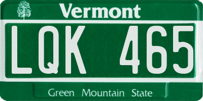 VT license plate LQK465
