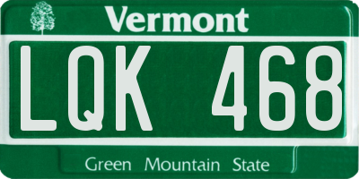 VT license plate LQK468