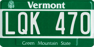 VT license plate LQK470